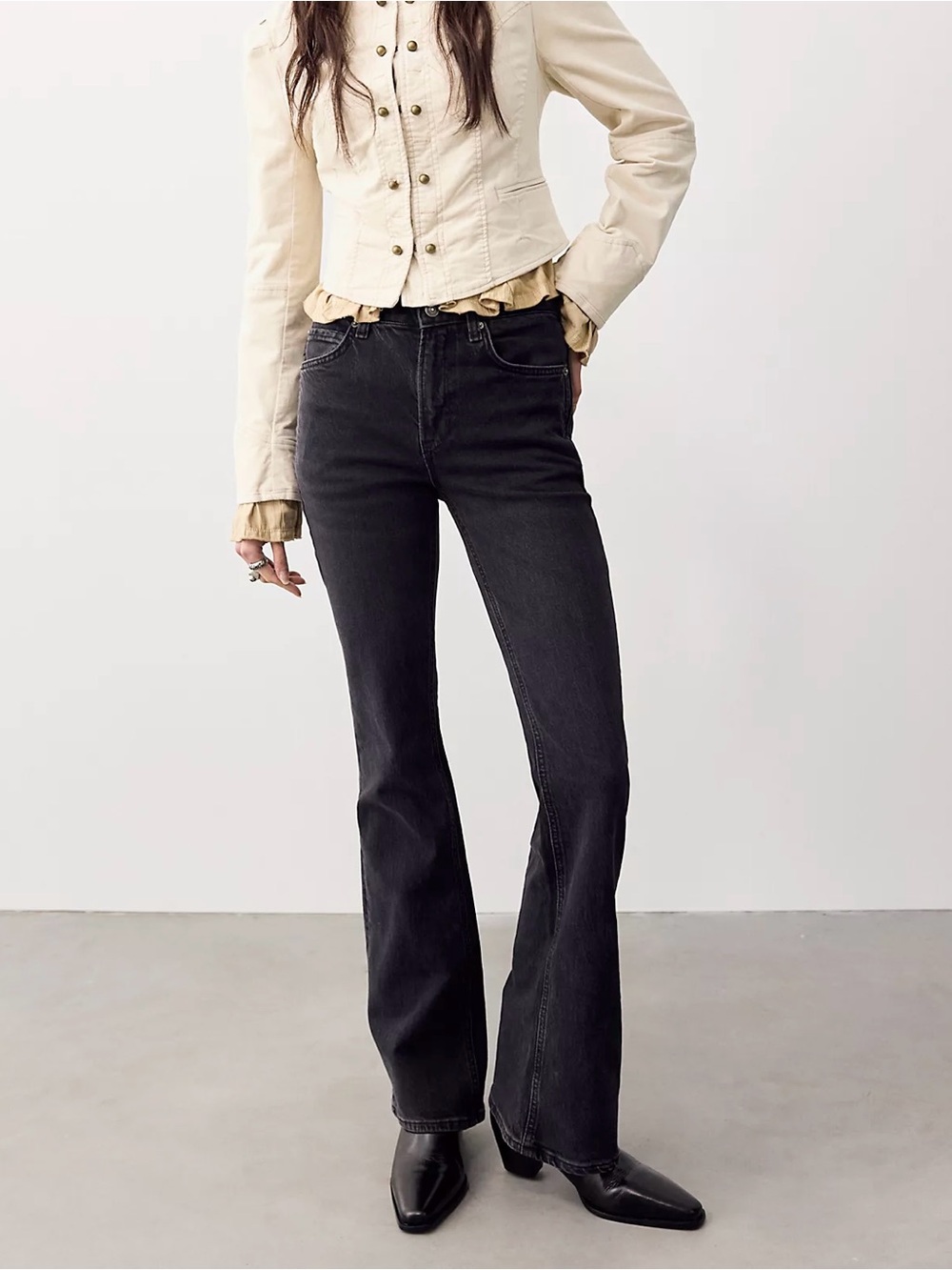Free People We The Free Double Knot High-Rise Straight Bootcut Jeans NWT Black